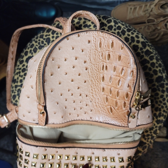 Mini Studded Taupe fashion backpack - Picture 14 of 14